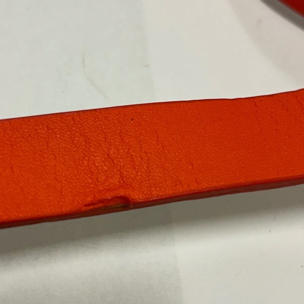 Coldwater Creek Orange Leather Skinny Belt Gold Buckle XL Vibrant Accessory